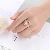 Wedding Rings Classic Big Champagne CZ Stone Ring Large Single Orange Crystal Cut Luxury Plata Color Women Jewelry1056923