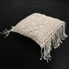 Pillow Cotton Linen Macrame Hand-Woven Thread Covers Geometry Bohemia Cushion Home Decor-B