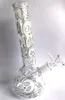 Bong ad acqua in vetro da 8 "bagliore al buio con stampa teschio, base per pipa ad acqua per narghilè, ciotola da 14 mm