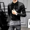 Paillettes Tuxedo Chemises Hommes À Manches Longues Camisa Masculina Noir Blanc Casual Slim Fit Hommes Robe Chemises Streetwear Social Tops 210527