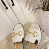 2022SS Spring new horseshoe button embellished slippers Leather upper with sheepskin lining Size 35-43
