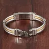 Brazalete Unisex con estilo de acero inoxidable de tres capas, pulsera cruzada para muñeca, broche de joyería, brazaletes con abalorios, regalos de banda para hombre