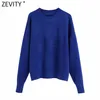 Zevity femmes simplement O cou doux au toucher décontracté pull à tricoter femme Chic basique à manches longues pulls loisirs marque hauts SW902 210914