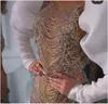 イブニングドレスの女性布yousef aljasmi puffy袖ショートドレスクリスタルタッセルキムカーダシアンカイリージェンナー