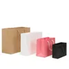 Bolsas de regalo de papel portátil con mango negro marrón rosa blanco bolsa de compras al por menor bolsa de envasado