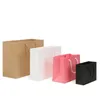 Portable Paper Gift Bags with Handle Black Brown Pink White Shopping Bag Retail Packaging Pouch