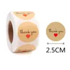 Other Festive & Party Supplies 500PCS2.5CM Kraft Paper Roll Sticker Thank You Happy Mail Baking Handmade Love Envelope Decoration