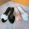 Femmes PVC été pantoufles nouvelles chaussures de créateur sandales à fleurs diapositives femme dame chaussures de plage plat nu pieds sandalias