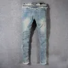 Jeans longs et minces pour hommes déchirés avec des bavures Designer de haute qualité délavé Blue Demin Pantalons Streetwear jeans Pantalons