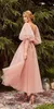 Dorywczo Dresses Vintage eleganckie Długie Rękaw Tunika Midi Dress Elegancka 2021 Lato Kobiety Sexy Przezroczyste Siatki Różowa Party Noc
