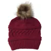 Pompom Beanie stickade hattar Avtagbar ullboll Skalle Kepsar Kvinnor Virka hatt Vinter Earmuff Girls Fashion Ski Cap Tillbehör B7816