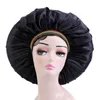 Cappellino elastico in raso bohémien di grandi dimensioni per donna Stile etnico Cuffia per dormire da notte di bellezza Copricapo morbido