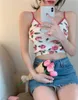 Rose Foral Impresso Crop Top Mulheres Grunge Fairy Bustier S Espartilho Camisa Bonito Tanque Doce 210529