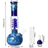 10.7 inch Blue Hookah Glass water bongs Water Shisha Pipe Dab Rig Pattern Oil Joint Handmade Bubbler for Smoking Percolator Tool