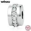 WOSTU Real 925 Sterling Silver Shining Path Clip Charms Beads Fit Original Bracelet Bangle Authentic Fine Jewelry make Q0531