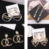20color Wholesale 18K Gold Plated Charm Design Classics Letters Stud Dangle Earrings Copper Metal Women Rhinestone Wedding Party Gifts Jewelry Accessories