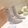 Autumn Winter Socks heeled heel Boots Fashion sexy Knitted elastic boot designer women shoes lady Thick high heels
