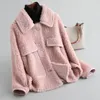 Futra damska Faux Real Wool Blend Coat Turn-Down Collar Zimowe Kobiety Odzieży Outcoat LF2089