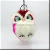 Key Rings Jewelry Cute Girls Rabbit Fur Pom Owl Chain Women Fluffy Pompon Nighthawk Keychain On Bag Car Trinket Female Party Gifts Drop Deli