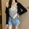 Women's T-Shirt 4 Colors Womens T Shirt Fashion Casual Cashew Flower Sling Vest Summer Girl Scarf Ladies Outer Wear Tube Top