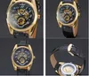 Top vente WINNER mode homme montres hommes montre automatique montre mécanique pour homme bracelet en cuir or faceWN52