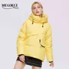 Miegofce Winter Hooded Vrouwen Jas Korte Asymmetrische Ontwerper Parka Zipper Pocket Coat Afneembare Riem Parkas D21901 211221