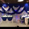 Party Decoration 3*6M White Ice Silk Wedding Backdrops With Royal Blue Swag Stage Background Drape And Curtain