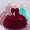 Baby kerstmis outfit baby meisje bloem prinses trouwjurk baby sequin jurk verjaardag feestjurk pasgeboren kinderen dressess 210315