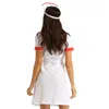 Costume da infermiera sexy femminile femminile Deep V Doctor Cosplay Uniforme per adulti Gioco di ruolo Abito da festa con cintura e cappello Y0913