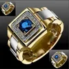 Anillos de boda Moda con incrustaciones de gemas azules Anillo de compromiso de lujo europeo y americano para hombres