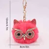 2020 Cute Fluffy Rabbit Fur Owl Pom Ball Keychain Keyring Car Key Ring Chain Charm Women Bag Pendant Decorative