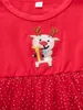 Toddler Girls Christmas Embroidery Mesh Panel Smock Dress SHE