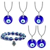 8mm 10mm Lucky Fatima Blue Evil Eye Charms Charms Beaded Strands Bracciali Branelli Perline Turkish Pulseras Collana 3cm per le donne regalo