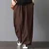 2021 New Harem Pant Hemp Bloomer new S-2XL Loose Women Pantaloni Cotton Linen Pieghettato Tasche oversize Gamba larga Pant Q0801