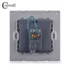 5PC Coswall Luxury Crystal Tempered Glass Panel 1 Gang 1 Way Light Switch On / Off Wall Switch With LED Indicator 16A AC 250V W220314