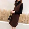 Women Cashmere Knitted Pullovers Vest Long Waistcoat Autumn Winter Sweater Vests Slim Sleeveless Casual Female 210922