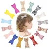 Baby Girls Barrettes HairPins Gold Powder Hair Bow Barrette Kids Paillette Spirpin Clips Clips z pełnym owiniętym butikiem Akcesoria do włosów QM306