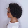Naturlig brasiliansk kort lockig peruk djupvåg Bob syntetisk spets front pre plockade peruker för svarta kvinnor