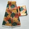 Ghana Style satin silk fabric with organza ribbon and satin African wax design T200812