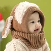 Baby Winter Crochet Warm Hats Cap Girls Kids Handmade knit Woolen yarn caps cute dog shape ear warmer scarf hat KBH1161844924