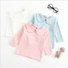 Baby meisje kleding solide turndown kraag bottoming shirt katoen baby meisjes t-shirts lange mouw peuter tops boutique babykleding BT4547