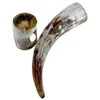 Natural Viking Drinking Horn With Stand Cups Ale Beer Wine Goblet Chalice Tankard Ox Horn Bägare Fartyg 210804