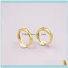 Jewelryreal Pure 18K Yellow Rose White Gold Earrings Carved Faceted Hoop Small 1.3-15G For Woman & Hie Drop Delivery 2021 46Urz