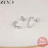 Stud Zemo 925 Sterling Silver Water Drop Studs Kolczyki z CZ dla kobiet okrągłe branki Crystal Girls039 Ear Jewelry5533852