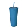 22oz Tumblers Matkleurige Acrylic Tumbler met deksels en rietjes Dubbele muur Plastic Resuable Cup FY4489