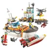 844PCS 10755 City Police Series Coast Guard Headquarters Base 60167 Boy Building Block Toy Gifts G0914