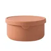 Silikon Lunchbox Fresh-Heeping With Lid Bento Fruit Salad Bowl Portable Segled Round Storage Kiechen 211104