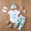 Ensembles de vêtements pour enfants garçons filles tenues de lapin de Pâques imprimé lapin pour bébé barboteuse hauts + pantalons à rayures + chapeaux 3 pièces/ensemble vêtements de bébé de mode d'été