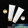 Empty 200g Squeeze Bottle 200ml White Plastic Refillable Tube Cosmetic Face Lotion Cream Packaging Container Free
