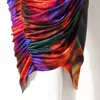 Twotwinstyle Tie Dye Bodycon Spódnica Dla Kobiet Wysoka Talia Ruched Slim Fit Kolor Spódnice Kobiet Moda Odzież Lato 210619